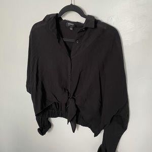 Tie Front Cropped Blouse